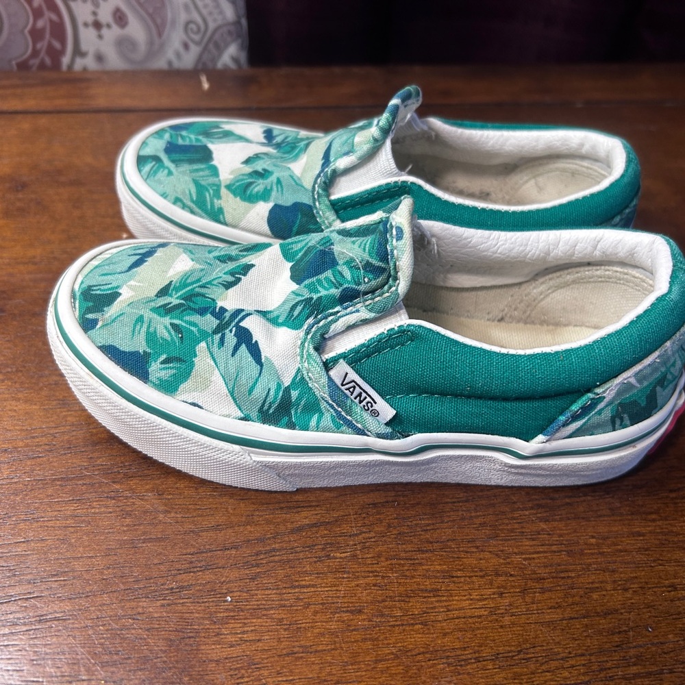 Vans Green Leaf Kids Slip-On Sneakers - Picture 3 of 8